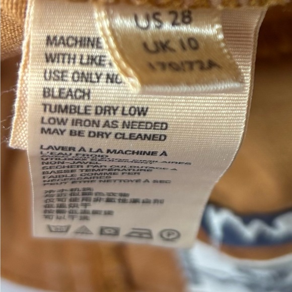 Free People 28 Curvy Lace Back Raw Hem Super Bell Bottom Jeans in Harvest Gold - Picture 10 of 10